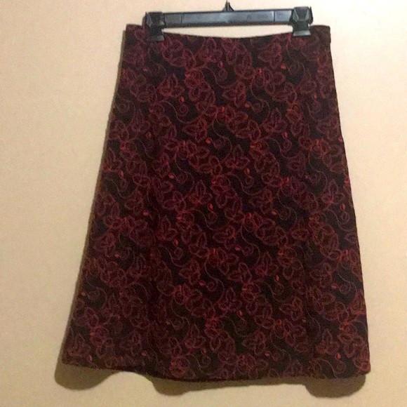 B. Moss Black & Red Floral Print Skirt size 6 - Picture 1 of 3
